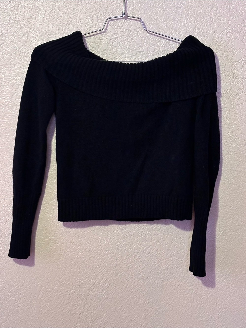 Off-Shoulder Black Women's Sweater
